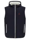 Brunello Cucinelli Water-repellent Technical Fabric Hooded Vest In Blue