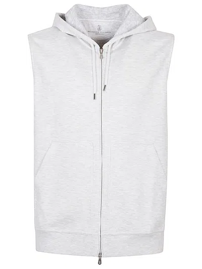 Brunello Cucinelli Hooded Vest In Gray