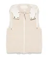 Brunello Cucinelli Cotton Blend Rib-knit Hooded Gilet In Nude