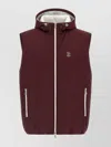 Brunello Cucinelli Hooded Vest With Elastic Hem And Side Zipper Pockets In Burgundy