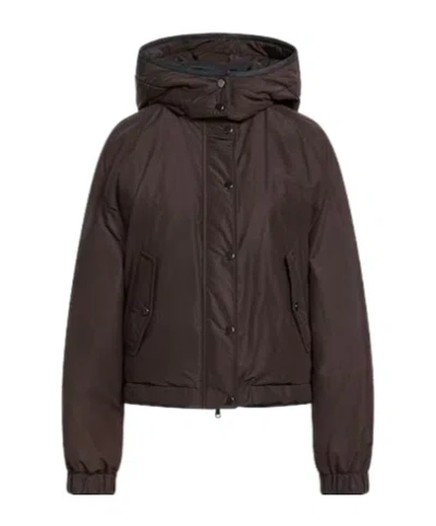 Brunello Cucinelli Hooded Warm Cottonpadded Jacket In Brown