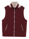 Brunello Cucinelli Hooded Zip-front Gilet In Red