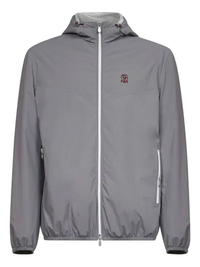 Brunello Cucinelli Long Sleeve Casual Jacket In Gray