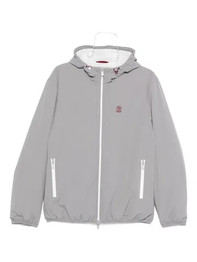 Brunello Cucinelli Nylon Jacket With Hood And Pockets In Gray