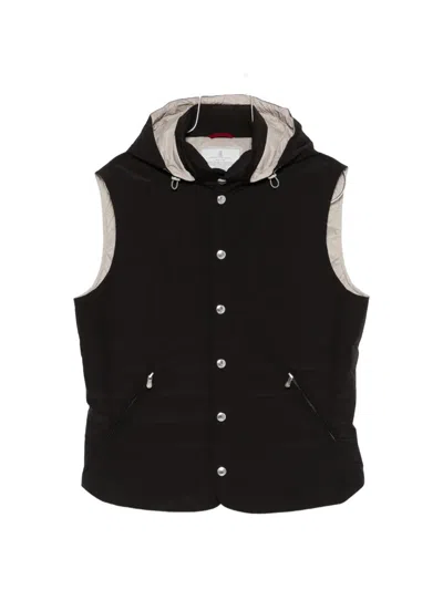 Brunello Cucinelli Hooded Zip Gilet In Black