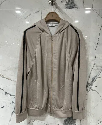 Brunello Cucinelli Hooded Zipper Sweater In Multicolor