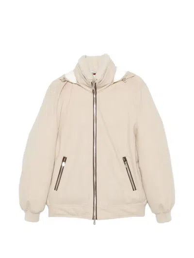 Brunello Cucinelli Hooded Zip-up Jacket In Pink