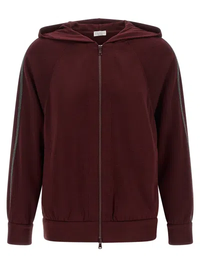Brunello Cucinelli Hoodie In Burgundy