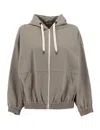 Brunello Cucinelli Jersey-knit Drawstring Zipped Hoodie In Bocage
