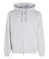 Brunello Cucinelli Double French Terry Zip-up Hooded Sweatshirt In Grey