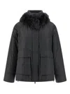 Brunello Cucinelli Cashmere Neck Down Jacket In Gray