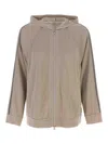 Brunello Cucinelli Embellished Cotton And Silk Hoodie In Beige