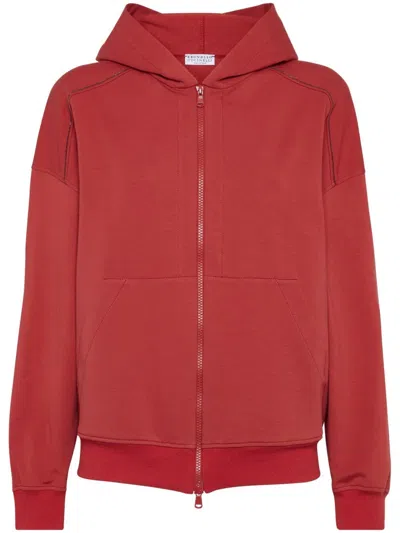 Brunello Cucinelli Hoody Sweatshirt In Red