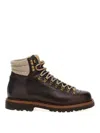 Brunello Cucinelli Herringbone Insert Ankle Boots In Brown