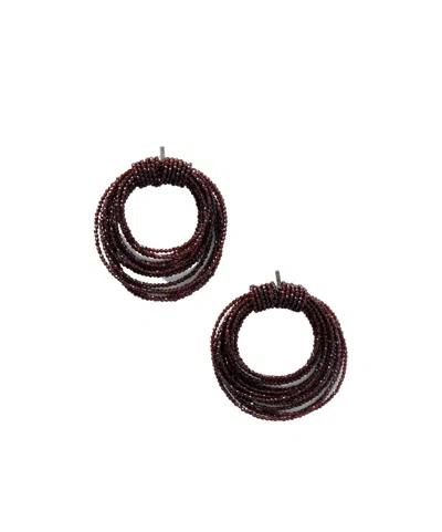 Brunello Cucinelli Silver-tone Beaded Hoop Earrings In Red