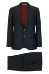 Brunello Cucinelli Men Blue Textured Notched Lapel Suit In Blue