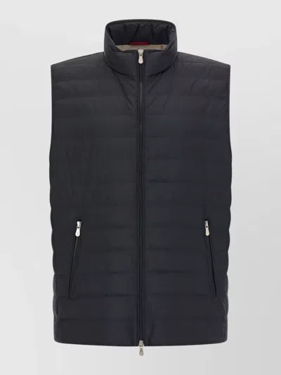 Brunello Cucinelli Horizontal Quilted Goose Down Technical Vest In Black