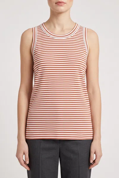 Brunello Cucinelli Horizontal Striped Cotton Tank Top In Multi
