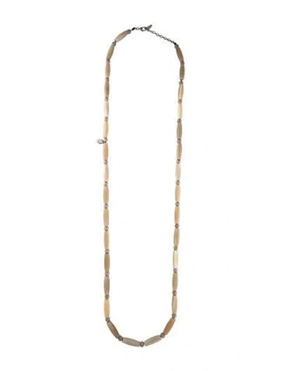 Pre-owned Brunello Cucinelli Horn & Glitter Beaded Double Strand Necklace, 50.5" In Multi