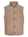 Brunello Cucinelli Beige Suede Sleeveless Down Jacket In Neutral