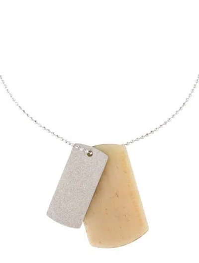 Pre-owned Brunello Cucinelli Horn Double Dog Tag Pendant, 33.75" In Multi