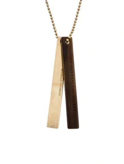 Pre-owned Brunello Cucinelli Horn Double Tag Pendant Necklace, 27.5" In Multi