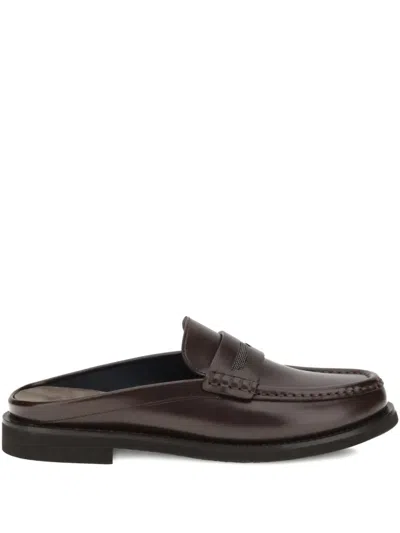 Brunello Cucinelli Horsebit Jewel-embellished Mules In Brown