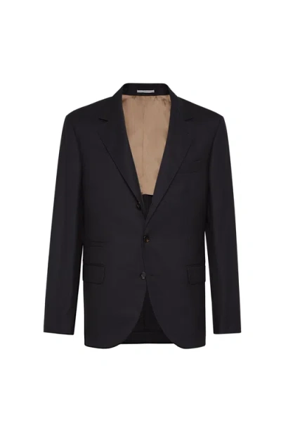 Brunello Cucinelli Houndstooth Blazer In Brown
