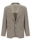 Brunello Cucinelli Houndstooth Check Single-breasted Blazer In Gray