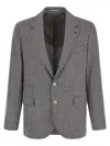 Brunello Cucinelli Houndstooth Blazer Gray In Multi
