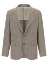 Brunello Cucinelli Houndstooth Check Single-breasted Blazer In Gray
