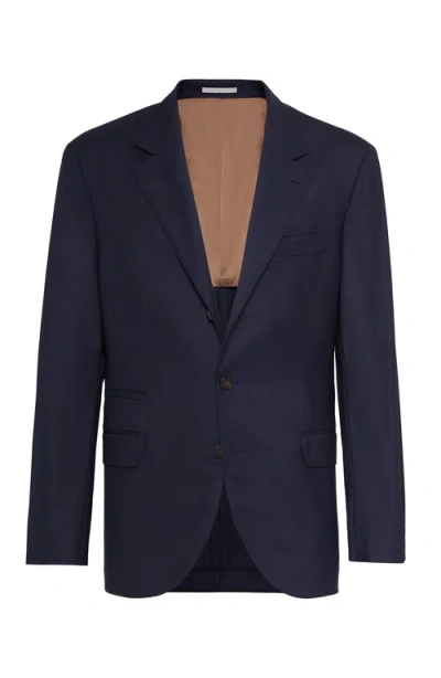 Brunello Cucinelli Single-breasted Virgin-wool Blazer In Navy Blue