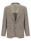 Brunello Cucinelli Houndstooth Check Single-breasted Blazer In Neutral