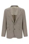 Brunello Cucinelli Houndstooth Check Single-breasted Blazer In Neutral