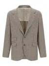 Brunello Cucinelli Houndstooth Check Single-breasted Blazer In Brown