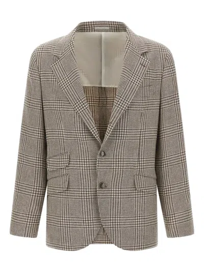 BRUNELLO CUCINELLI HOUNDSTOOTH CHECK SINGLE-BREASTED BLAZER