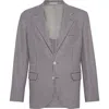 Brunello Cucinelli Houndstooth Deconstructed Blazer In Gray