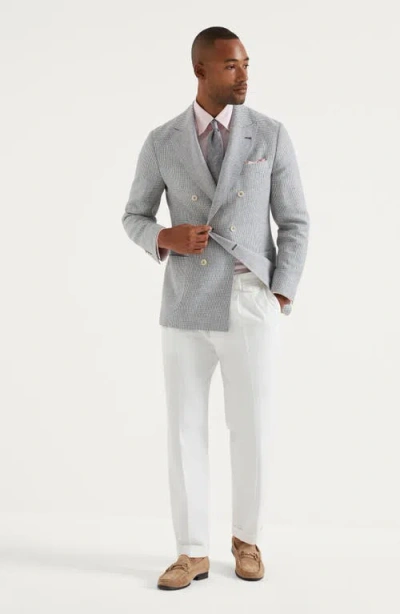 Brunello Cucinelli Houndstooth Deconstructed Blazer In Grey