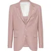 Brunello Cucinelli Houndstooth-pattern Blazer In Red