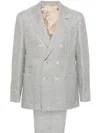 Brunello Cucinelli Houndstooth Double-breasted Suit In White