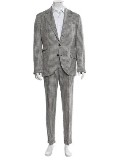 Pre-owned Brunello Cucinelli Houndstooth Print Two-piece Suit In Black