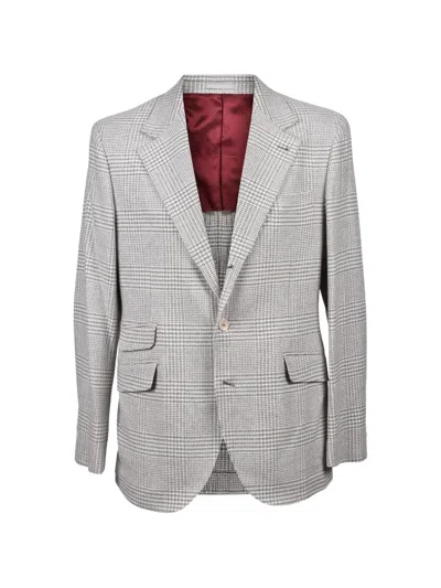 Brunello Cucinelli Houndstooth Sport Check Suit In Gray