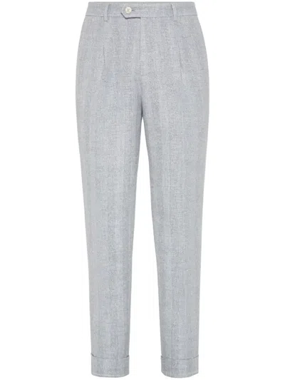 BRUNELLO CUCINELLI HOUNDSTOOTH TAILORED TROUSERS