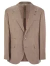 Brunello Cucinelli Houndstooth Wool, Linen And Silk Deconstructed Jacket In Red