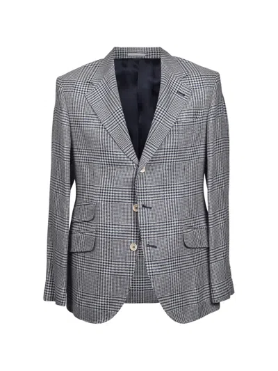 Brunello Cucinelli Houndstooth-pattern Blazer In Gray