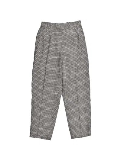 Brunello Cucinelli Houndstooth-pattern Tailored Trousers In Gray