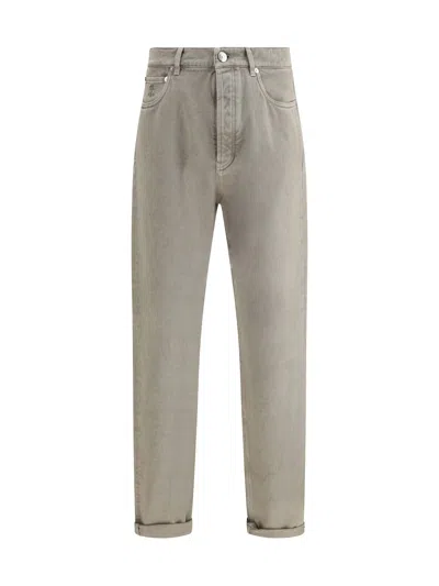 Brunello Cucinelli Iconic Fit Five-pocket Trousers In Neutral