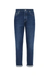 Brunello Cucinelli Logo-stitched Tapered Jeans In Blue