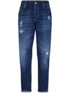 Brunello Cucinelli Distressed Denim Jeans Tears In Dark Blue