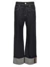 Brunello Cucinelli Women Crop Denim Trousers With Turn-ups In Navy Blue